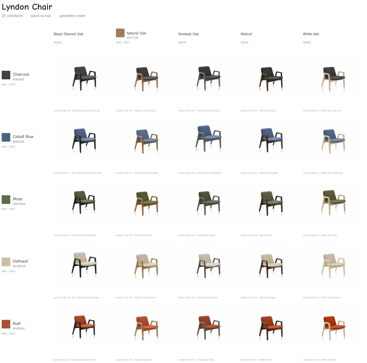 Lyndon Chair, 25 variations